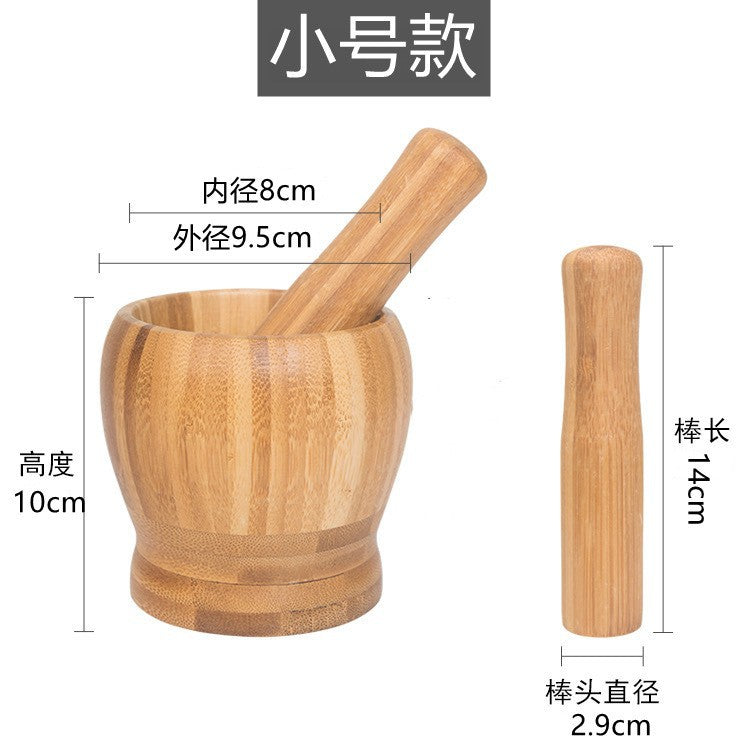 Bamboo Garlic Mortar & Pestle – Natural Wood Mashing Pot for Garlic, Ginger & Spices
