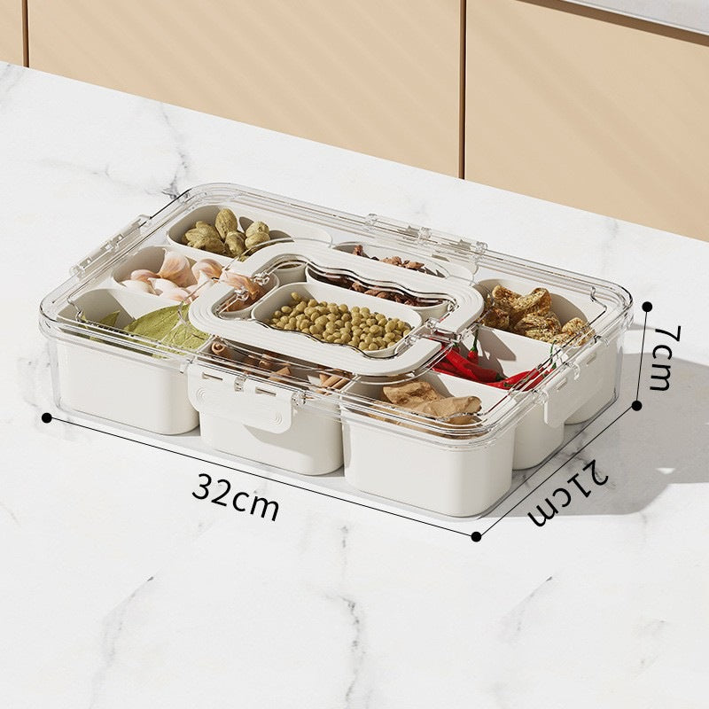 Refrigerator Organizer Box – Multi-Compartment Fresh-Keeping Storage with Drain Design