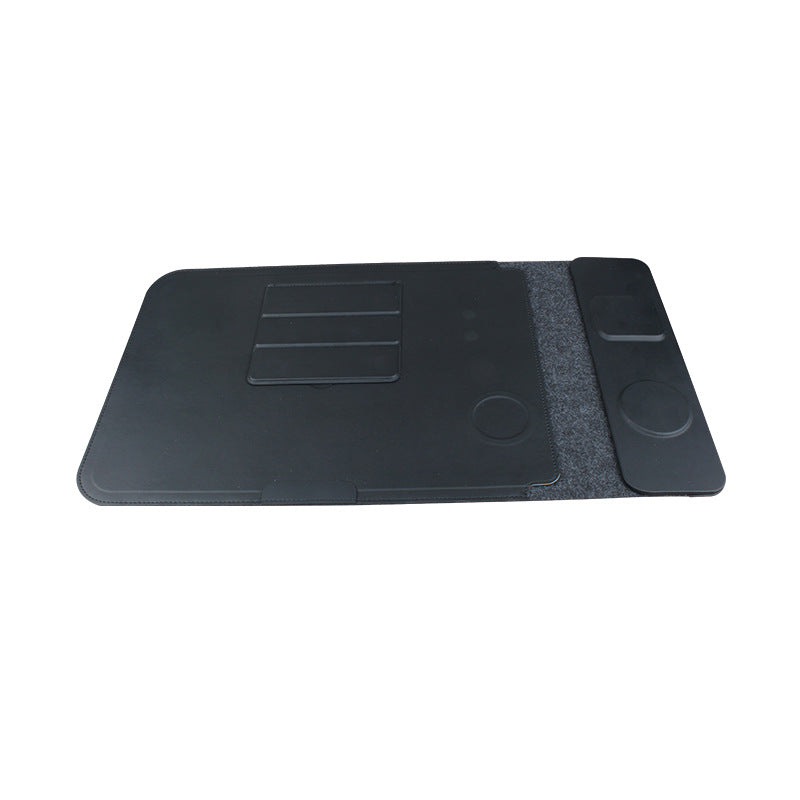 Wireless Charging Laptop Sleeve – PU Leather, 14"/16", Compatible with MacBook, Xiaomi & Huawei
