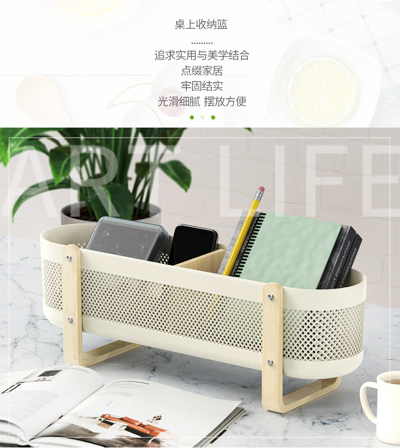 Desktop Storage Basket with Partitions – Large Capacity Organizer for Cosmetics, Bathroom & Office