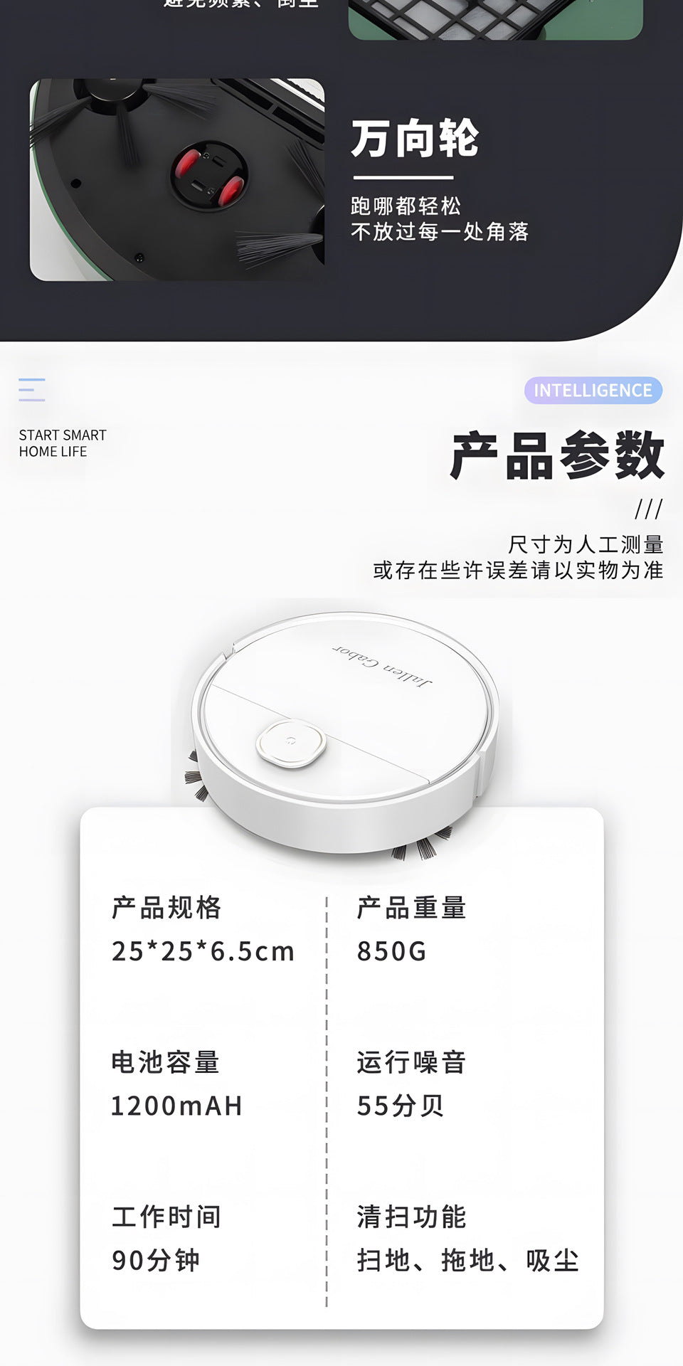 Smart Robot Vacuum Cleaner Pro – 3-in-1 Sweep, Vacuum & Mop, 1500Pa Suction