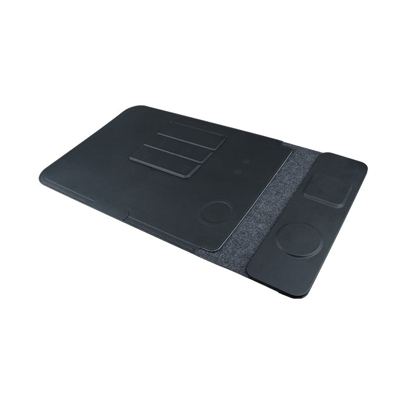 Wireless Charging Laptop Sleeve – PU Leather, 14"/16", Compatible with MacBook, Xiaomi & Huawei