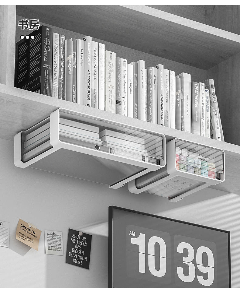 Under-Desk Drawer Storage Box – Hidden Desk Organizer for Office, Dorm & Makeup