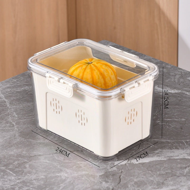 Refrigerator Organizer Box – Multi-Compartment Fresh-Keeping Storage with Drain Design