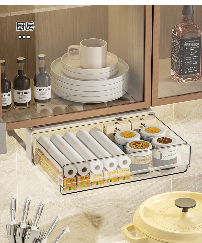 Under-Desk Drawer Storage Box – Hidden Desk Organizer for Office, Dorm & Makeup