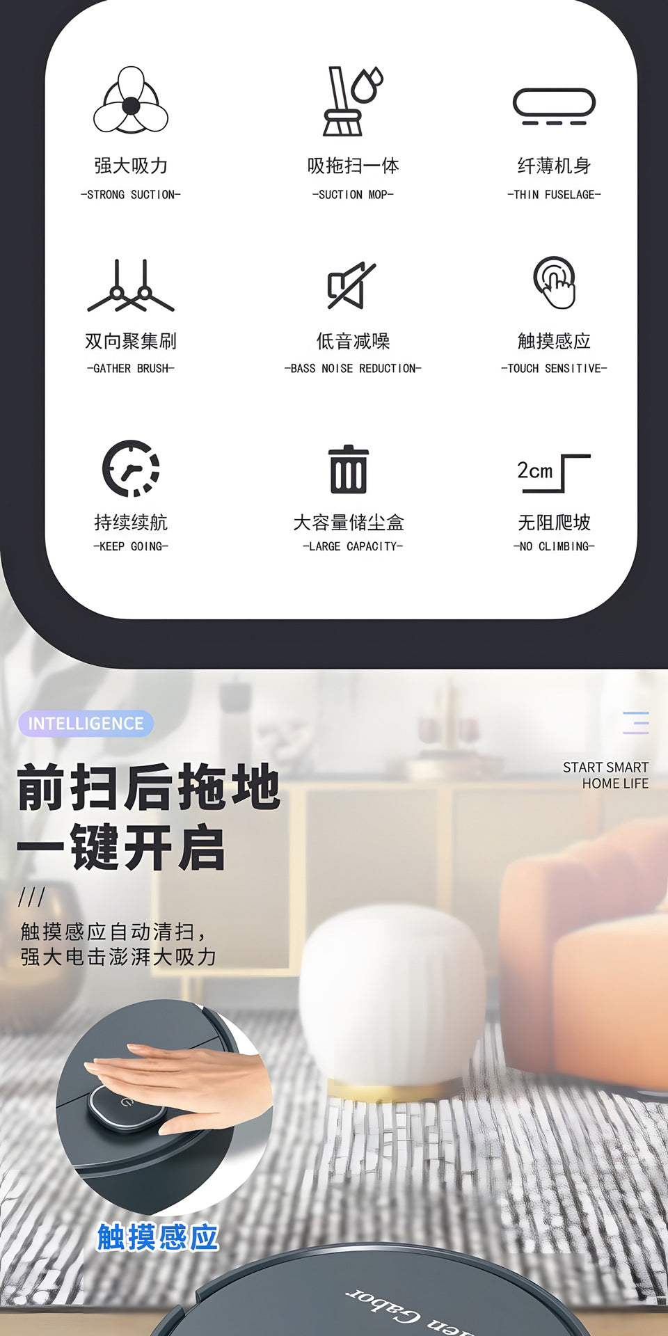 Smart Robot Vacuum Cleaner Pro – 3-in-1 Sweep, Vacuum & Mop, 1500Pa Suction