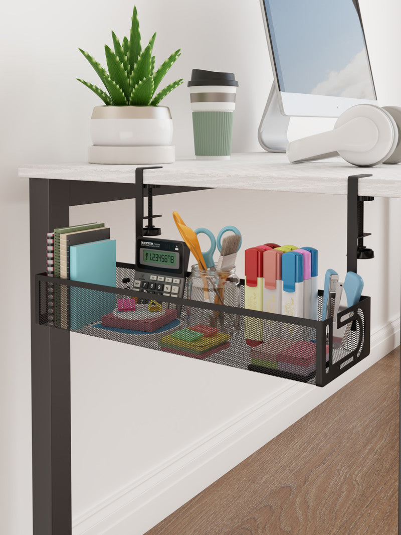 Under-Desk Cable Management Tray – No-Drill Hook Mount, Wire & Socket Organizer