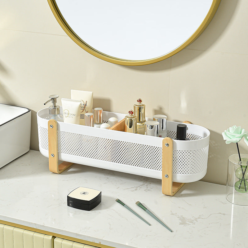 Desktop Storage Basket with Partitions – Large Capacity Organizer for Cosmetics, Bathroom & Office
