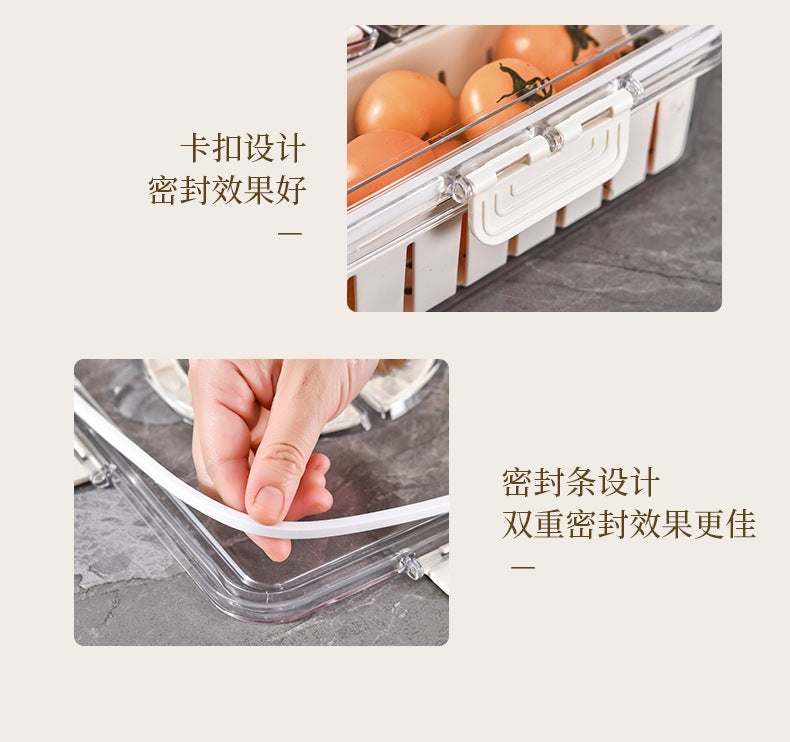 Refrigerator Organizer Box – Multi-Compartment Fresh-Keeping Storage with Drain Design