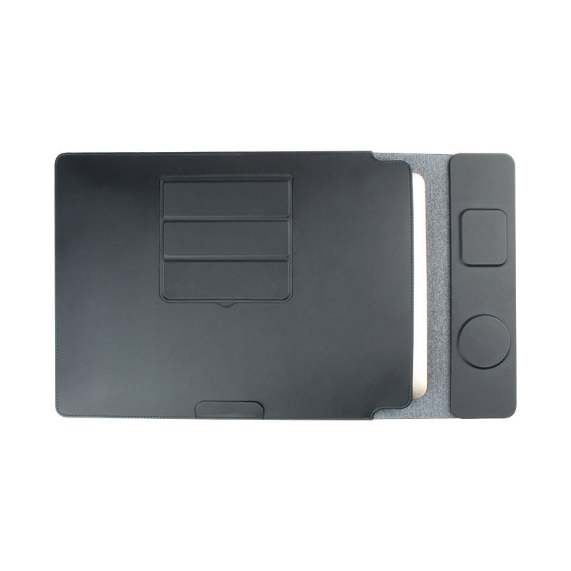 Wireless Charging Laptop Sleeve – PU Leather, 14"/16", Compatible with MacBook, Xiaomi & Huawei