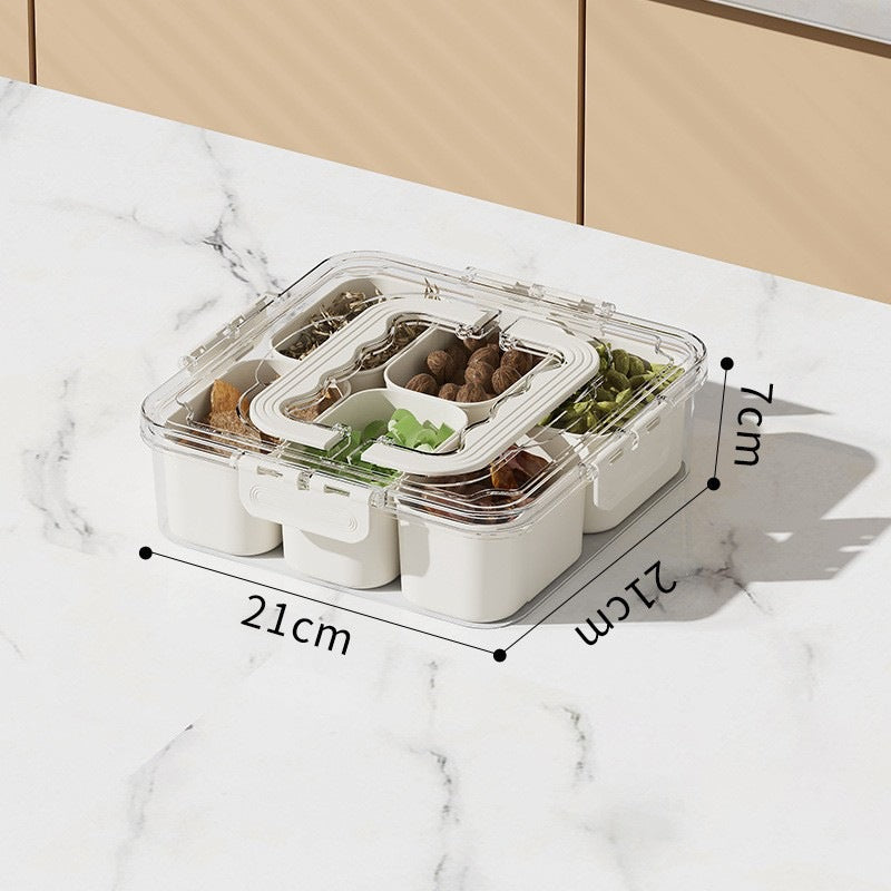Refrigerator Organizer Box – Multi-Compartment Fresh-Keeping Storage with Drain Design