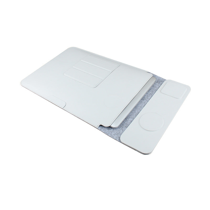 Wireless Charging Laptop Sleeve – PU Leather, 14"/16", Compatible with MacBook, Xiaomi & Huawei