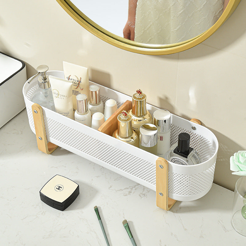 Desktop Storage Basket with Partitions – Large Capacity Organizer for Cosmetics, Bathroom & Office
