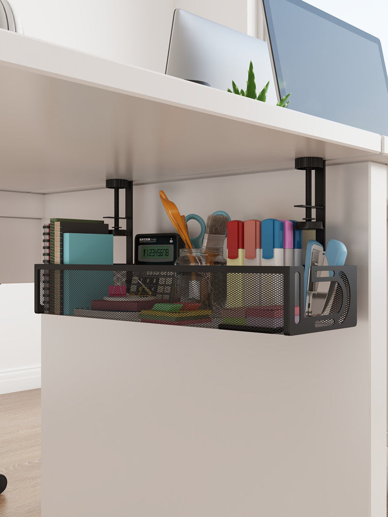 Under-Desk Cable Management Tray – No-Drill Hook Mount, Wire & Socket Organizer