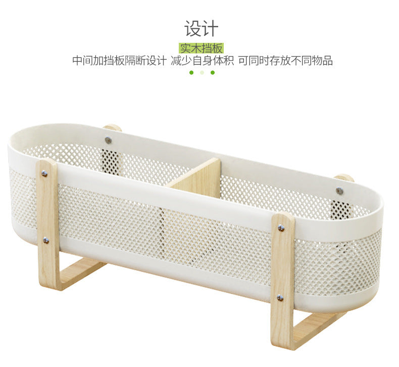 Desktop Storage Basket with Partitions – Large Capacity Organizer for Cosmetics, Bathroom & Office