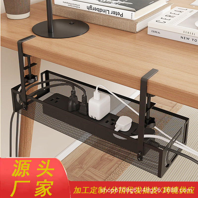 Under-Desk Cable Management Tray – No-Drill Hook Mount, Wire & Socket Organizer