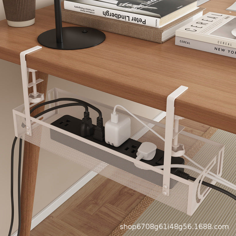 Under-Desk Cable Management Tray – No-Drill Hook Mount, Wire & Socket Organizer