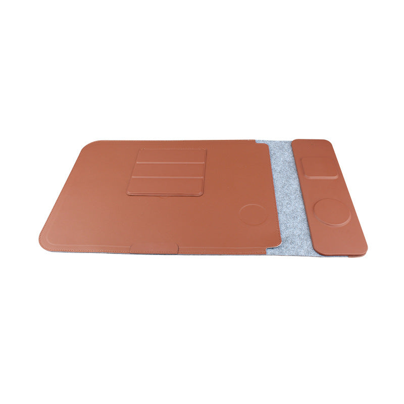 Wireless Charging Laptop Sleeve – PU Leather, 14"/16", Compatible with MacBook, Xiaomi & Huawei