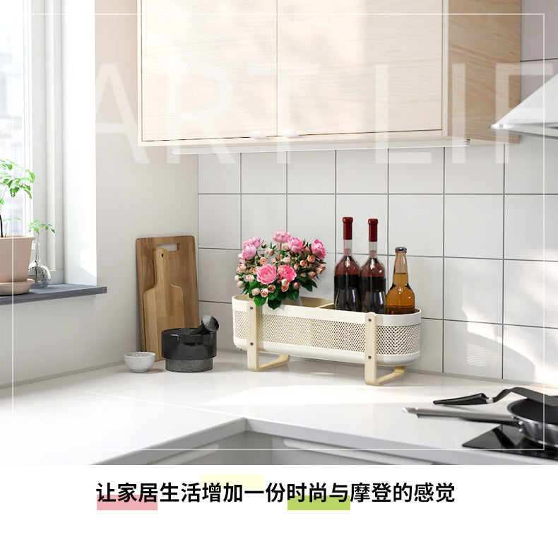 Desktop Storage Basket with Partitions – Large Capacity Organizer for Cosmetics, Bathroom & Office