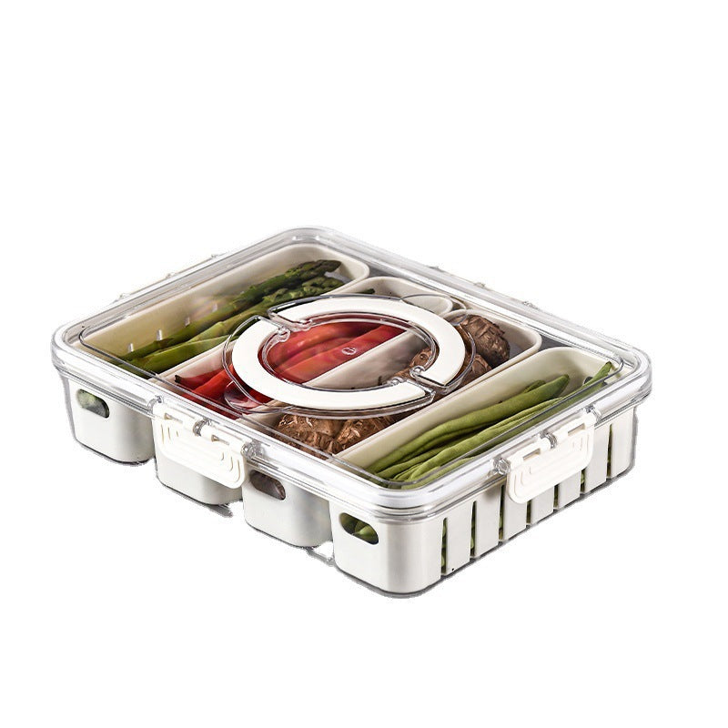 Refrigerator Organizer Box – Multi-Compartment Fresh-Keeping Storage with Drain Design