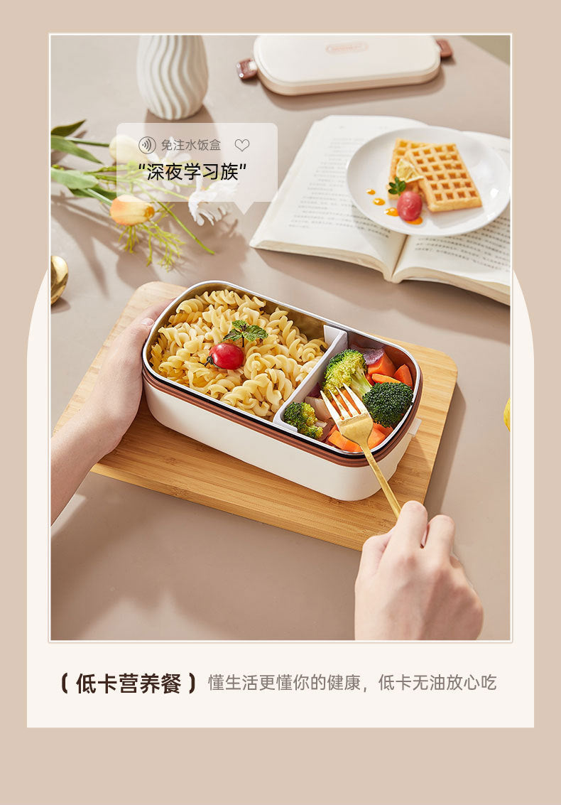 Electric Heated Lunch Box – 900ML Stainless Steel, Waterless Heating, Portable for Office & Travel