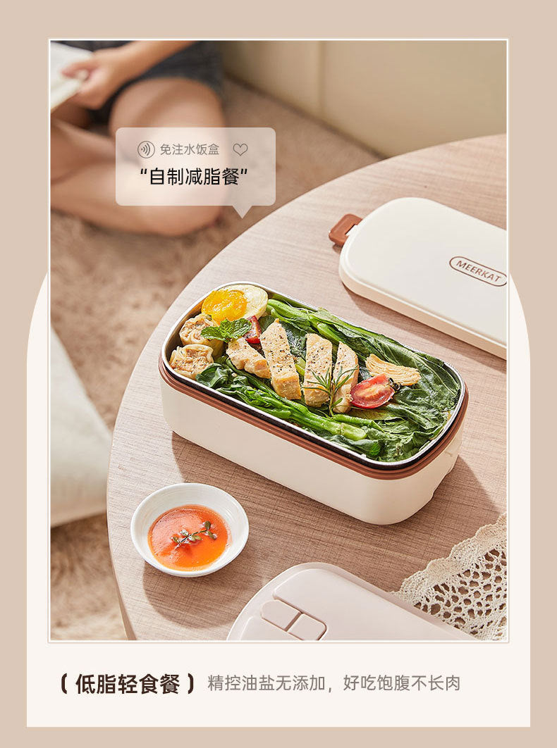 Electric Heated Lunch Box – 900ML Stainless Steel, Waterless Heating, Portable for Office & Travel