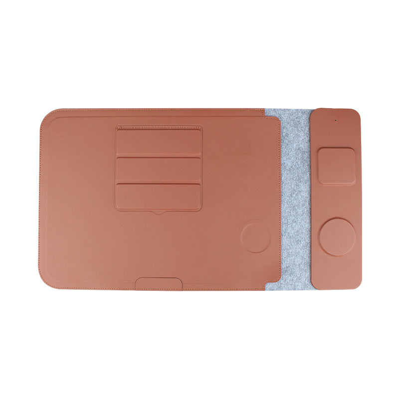 Wireless Charging Laptop Sleeve – PU Leather, 14"/16", Compatible with MacBook, Xiaomi & Huawei