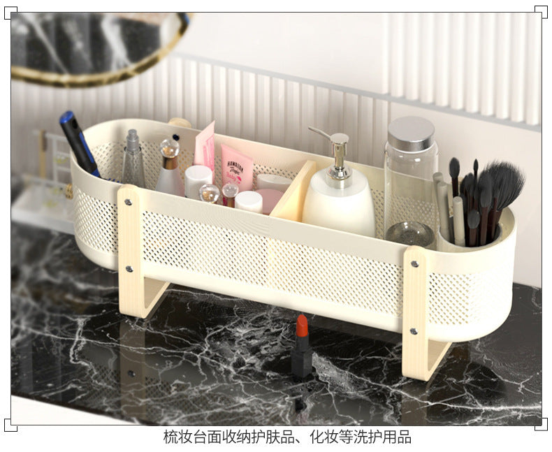 Desktop Storage Basket with Partitions – Large Capacity Organizer for Cosmetics, Bathroom & Office