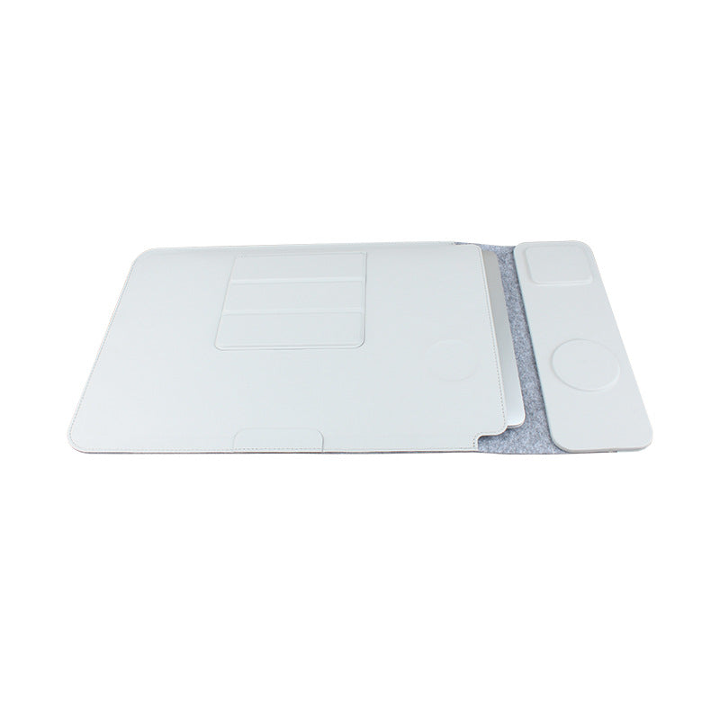 Wireless Charging Laptop Sleeve – PU Leather, 14"/16", Compatible with MacBook, Xiaomi & Huawei