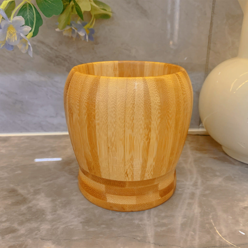 Bamboo Garlic Mortar & Pestle – Natural Wood Mashing Pot for Garlic, Ginger & Spices