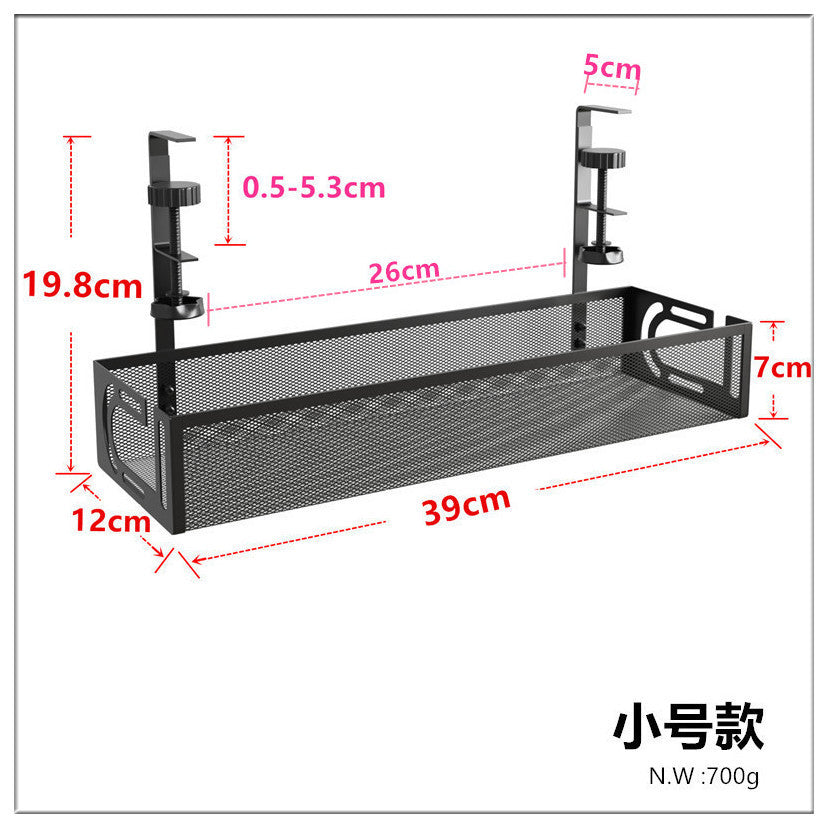 Under-Desk Cable Management Tray – No-Drill Hook Mount, Wire & Socket Organizer