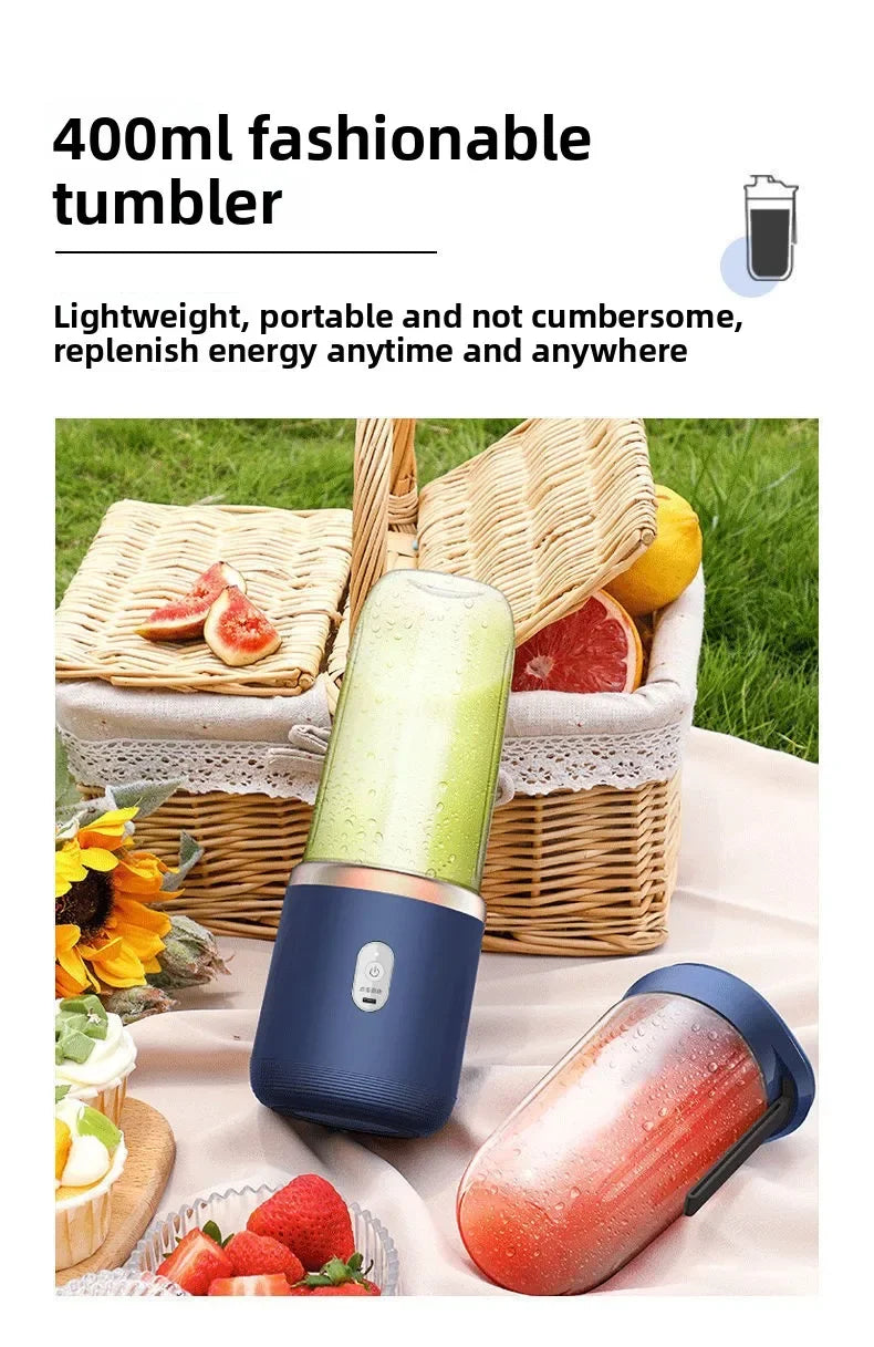 Portable Mini Blender – USB Rechargeable, 6 Blades, Personal Juicer Cup
