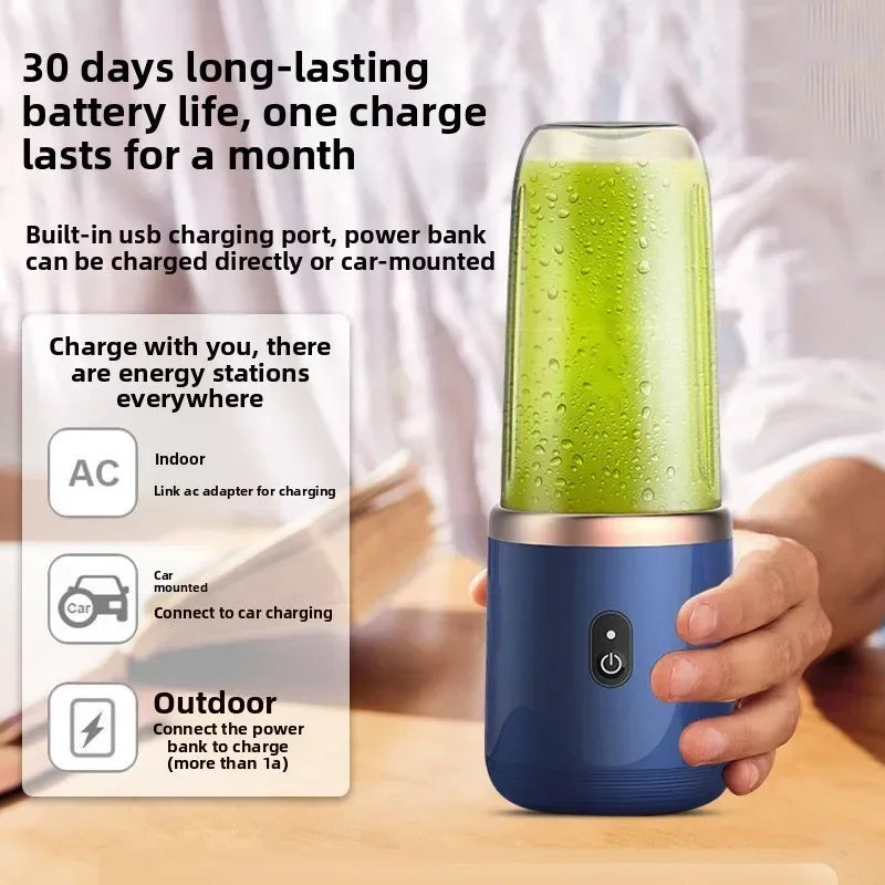 Portable Mini Blender – USB Rechargeable, 6 Blades, Personal Juicer Cup