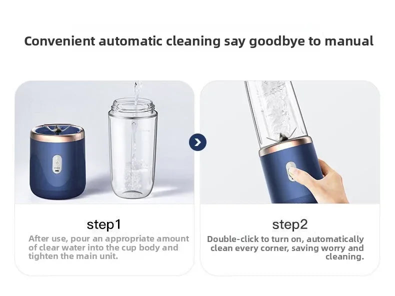 Portable Mini Blender – USB Rechargeable, 6 Blades, Personal Juicer Cup