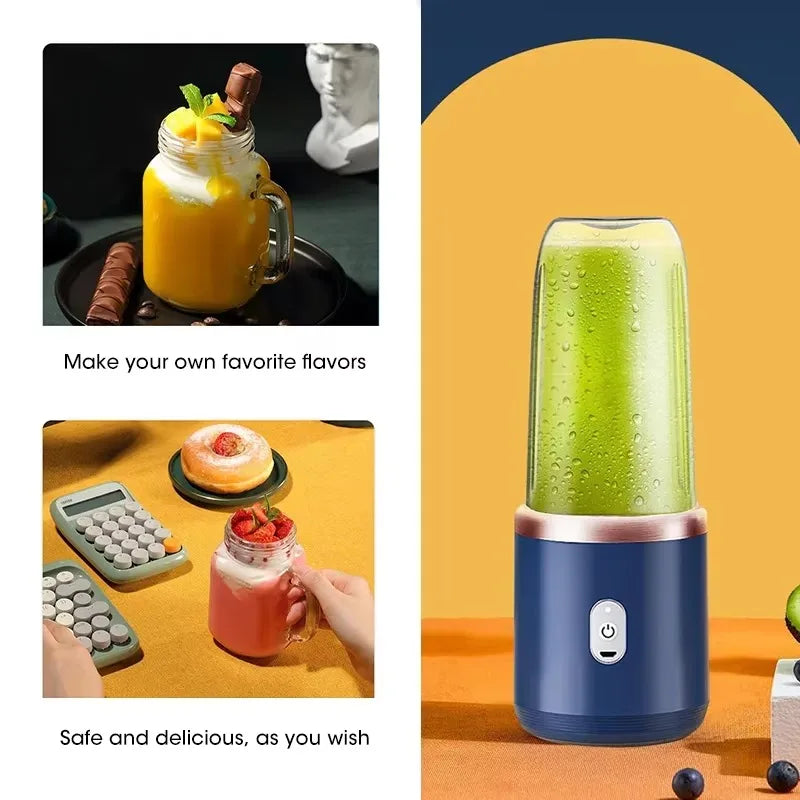 Portable Mini Blender – USB Rechargeable, 6 Blades, Personal Juicer Cup