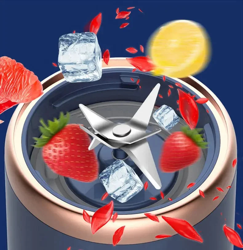 Portable Mini Blender – USB Rechargeable, 6 Blades, Personal Juicer Cup