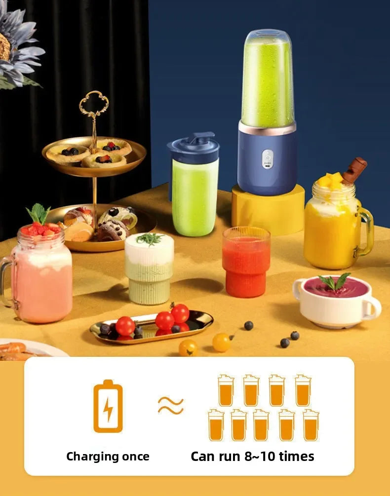 Portable Mini Blender – USB Rechargeable, 6 Blades, Personal Juicer Cup