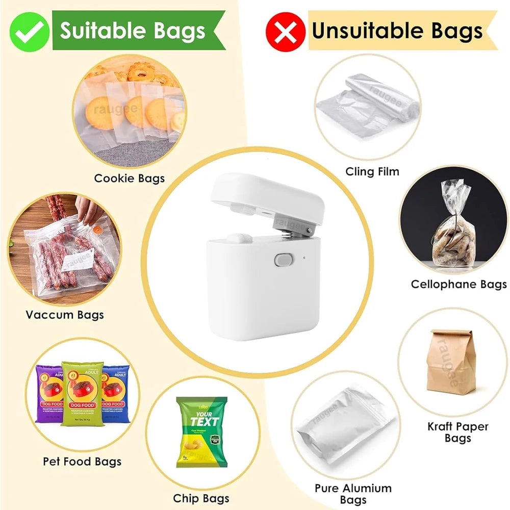 Mini Bag Sealer – Portable Handheld Heat Sealer, USB Rechargeable, No Preheating