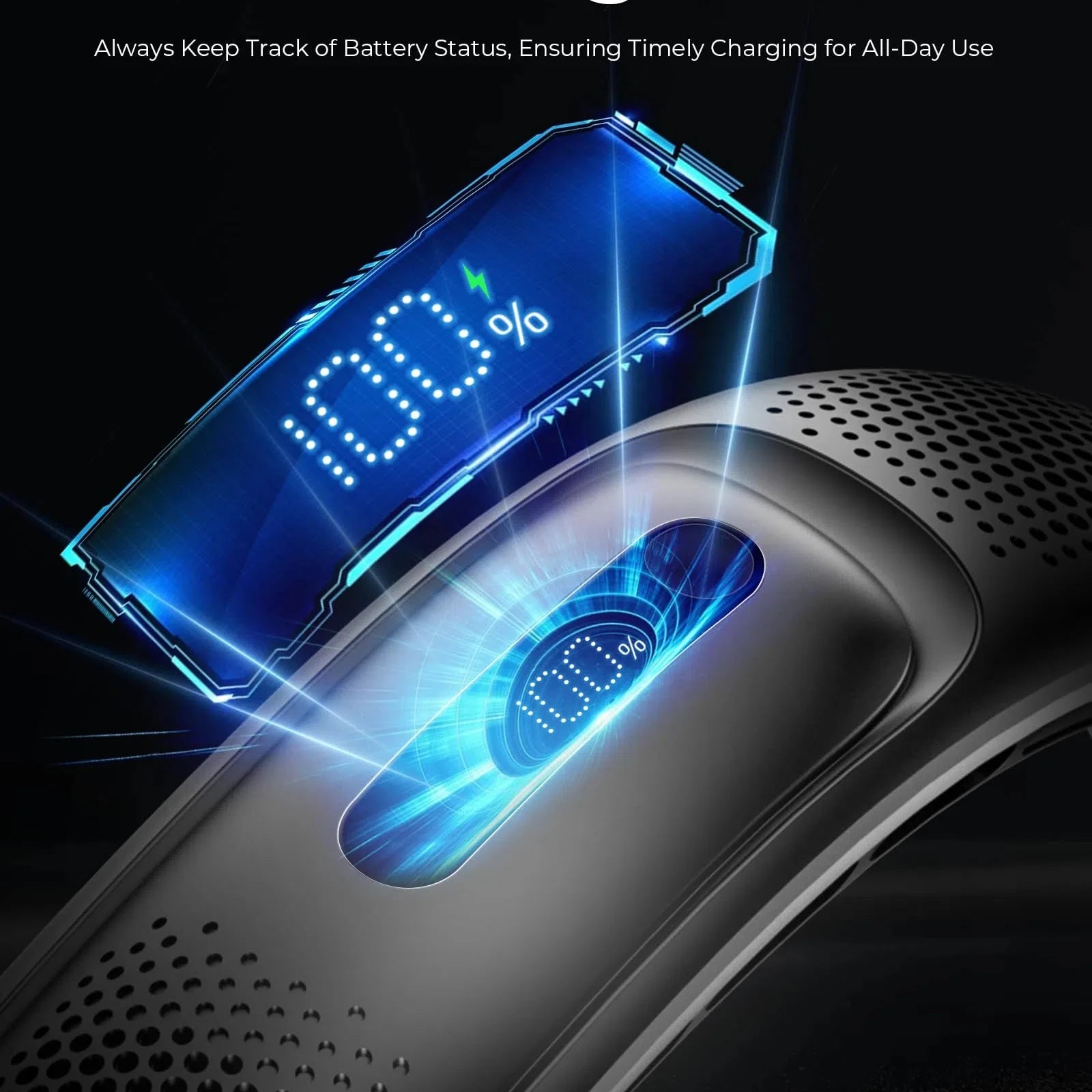 Portable Neck Fan – 4 Turbo Bladeless, 4000mAh, 360° Cooling, LED Display