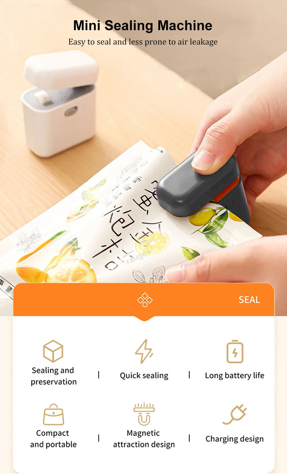 Mini Bag Sealer – Portable Handheld Heat Sealer, USB Rechargeable, No Preheating