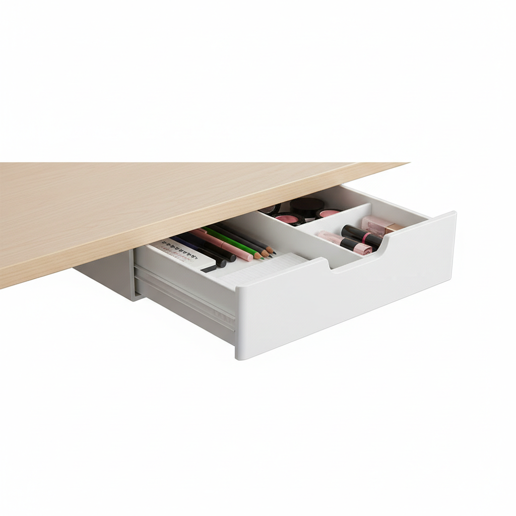 Under-desk hidden drawer storage box ABS plastic modern minimalist office organizer