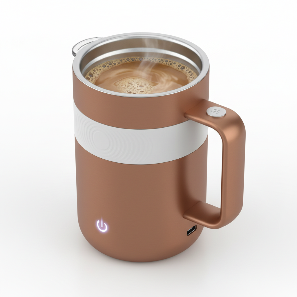 Stainless steel self-stirring coffee cup magnetic rotation USB rechargeable